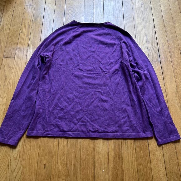 J. McLaughlin Size XL Purple Long Sleeve Button Cuff Crew Neck Sweater - Picture 10 of 11
